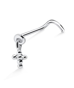 Ball Cross Shaped Silver Curved Nose Stud NSKB-550